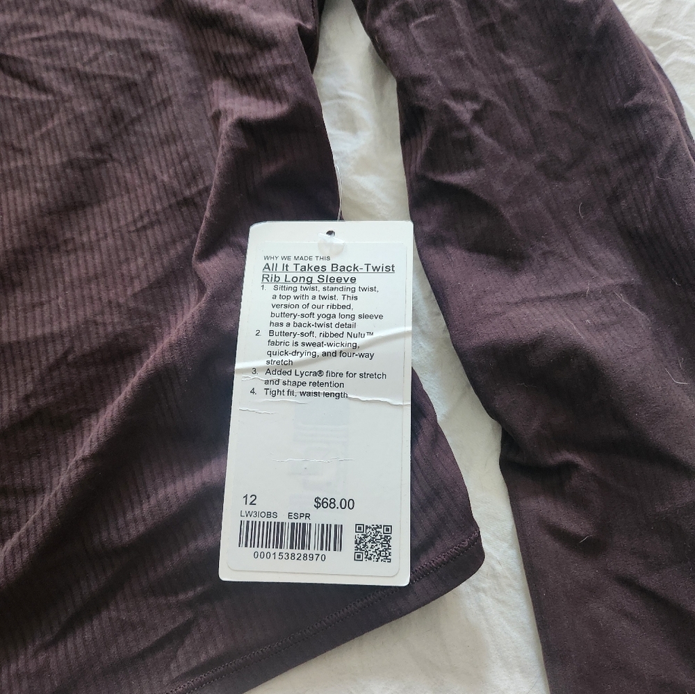 Lululemon Back Twist Rib Long Sleeve